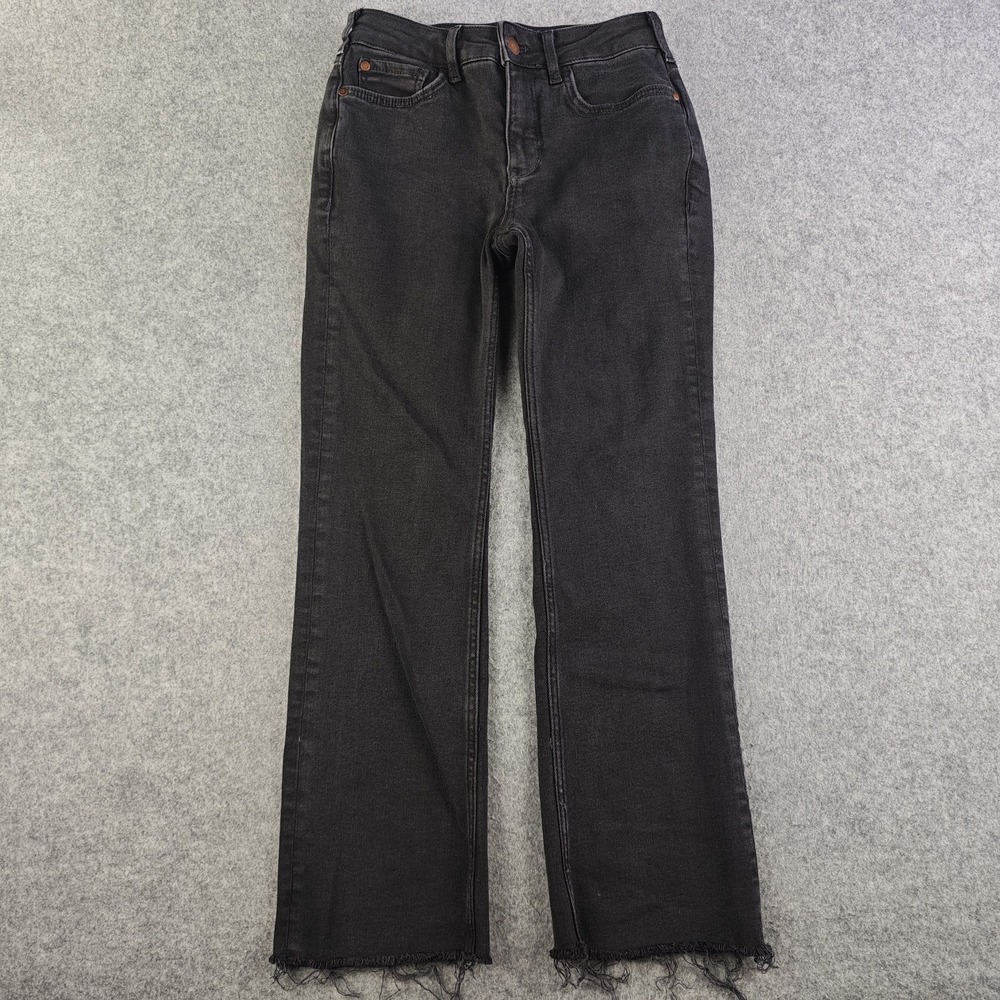 Pilcro Anthropoligie Jeans Women's 25 Black Mid Rise Raw Hem Straight Leg